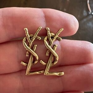 💄Saint Laurent Vintage Gold Logo Earrings